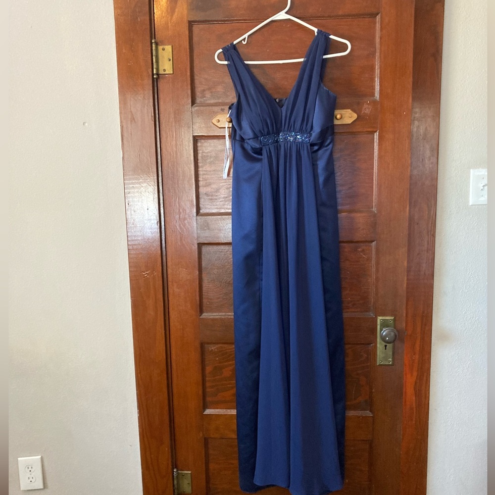 David’s Bridal Navy Blue Bridesmaid Dress-size 4